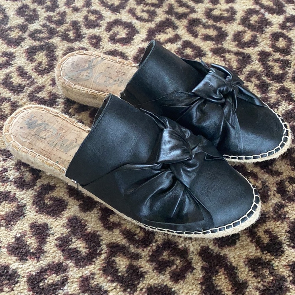 Sam Edelman espadrille leather slides sz 8